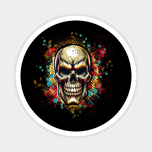 Skull Graffiti Style Comic Book Vector Illustration Magnet by Dezinesbyem Designs